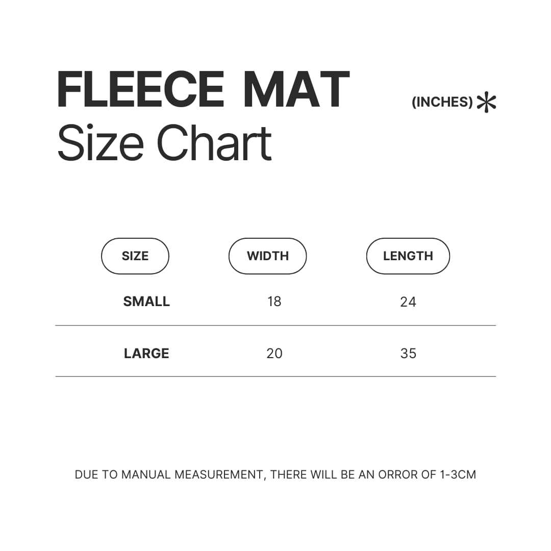Fleece Mat Size Chart - Paradise Kiss Store