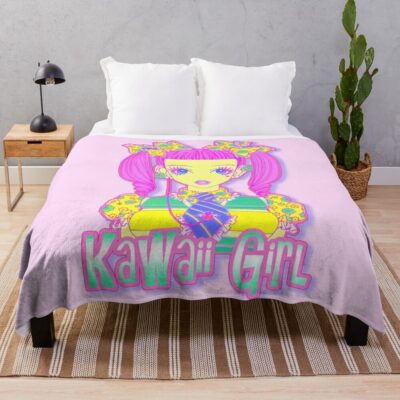 Paradise Kiss Pastel Kawaii Girl Light Pink Throw Blanket