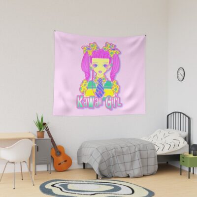 Paradise Kiss Pastel Kawaii Girl Light Pink Tapestry
